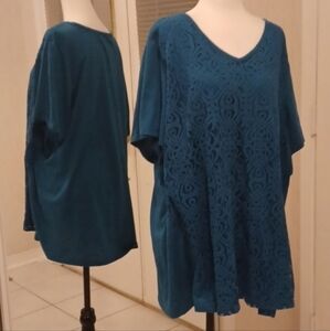 4/$60 Lacy Front Blue T-Shirt - Size 3X
